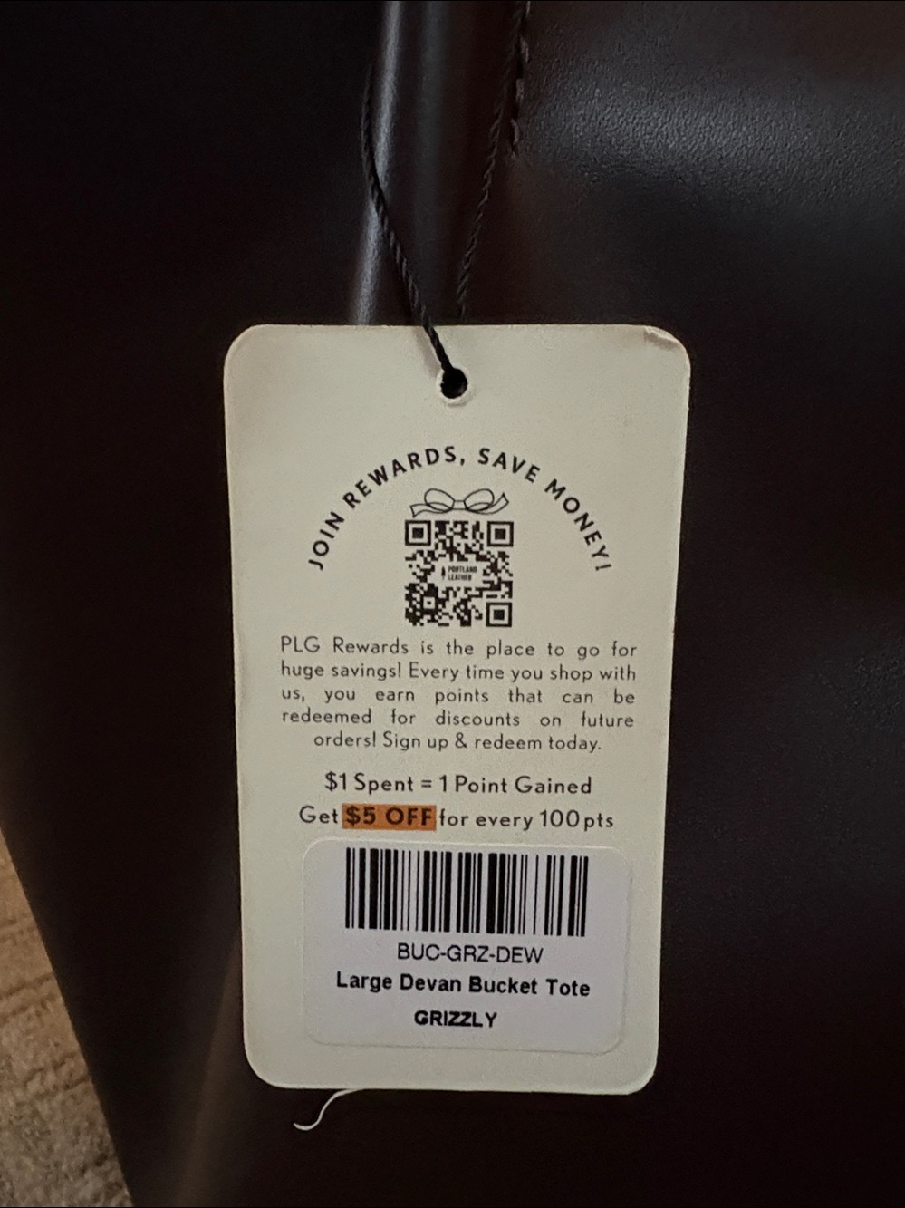 Portland Leather Goods Devan Bucket Tote large in Grizzly - Picture 2 of 9